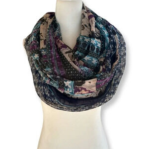 Apt. 9 Multicolor Patchwork Pattern & Floral Loop Scarf New WIth Tags